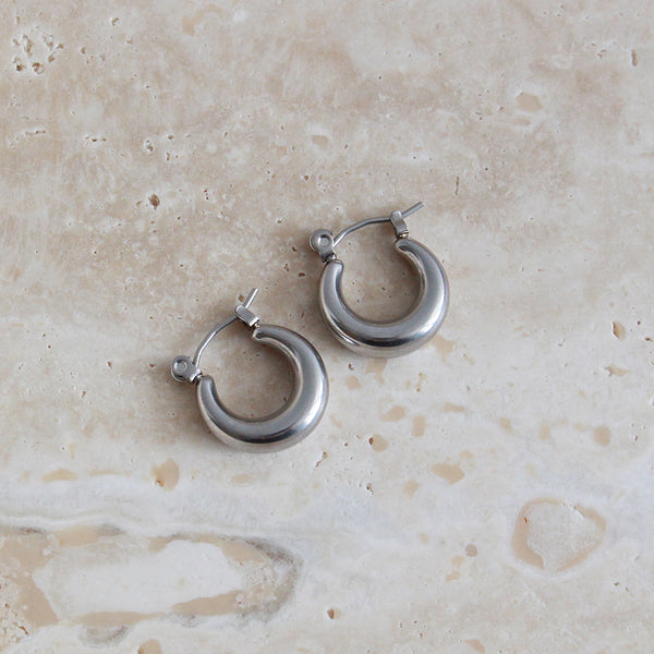 Thick small silver on sale hoops