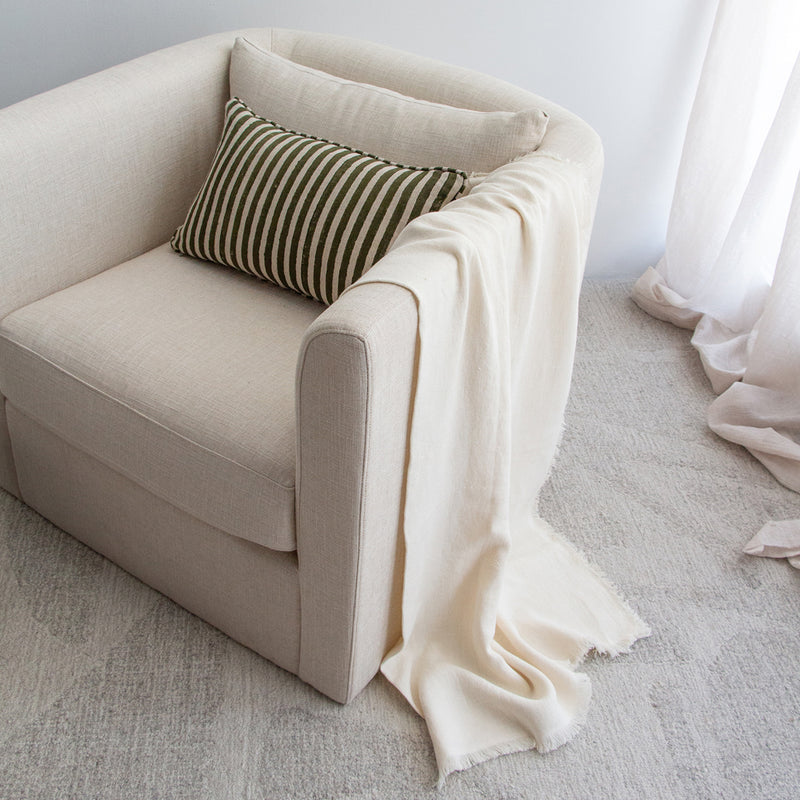 Salina Linen Throw- Ecru