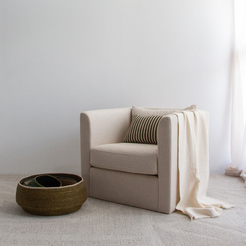 Salina Linen Throw- Ecru