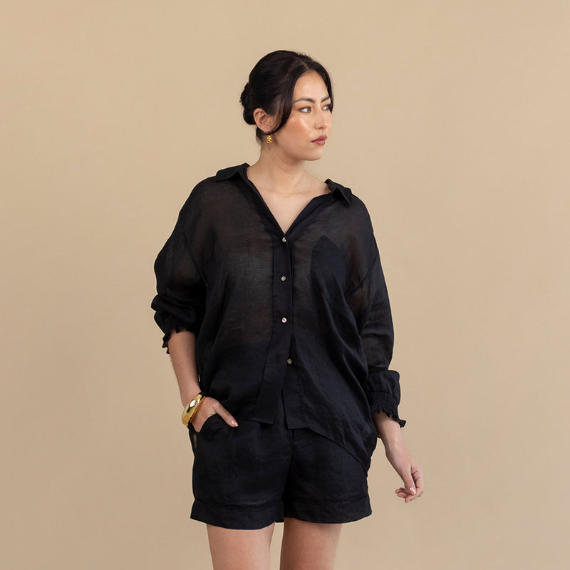 Inga Linen Shirt - Black