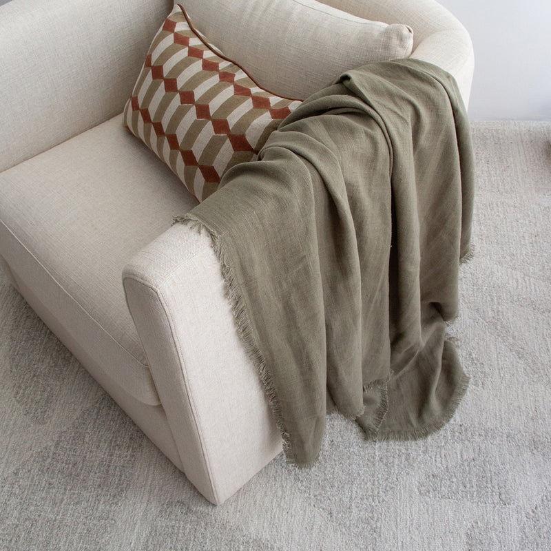 Salina Linen Throw- Thyme