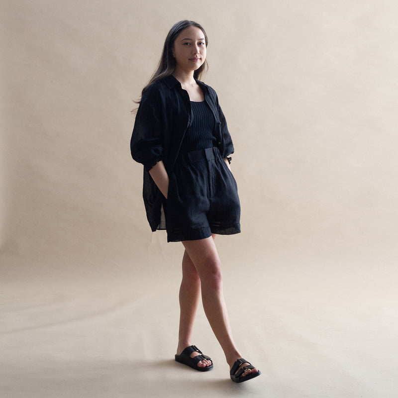 Lydia Linen Short - Black