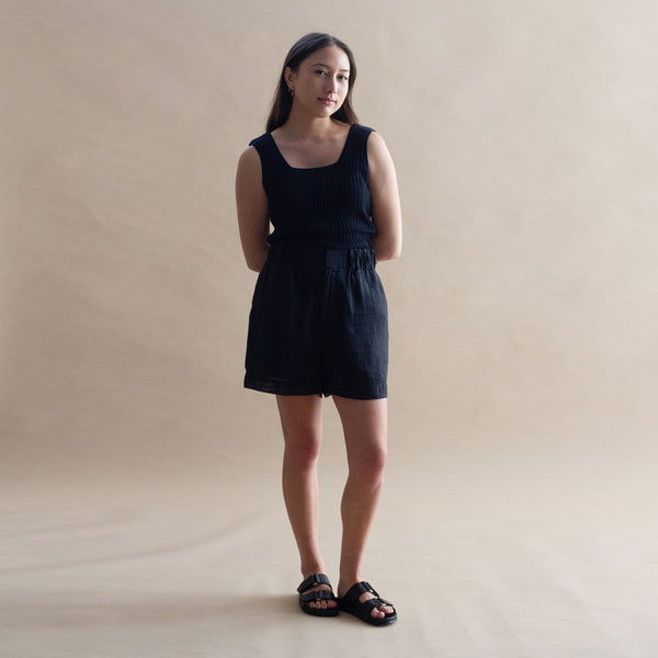 Lydia Linen Short - Black