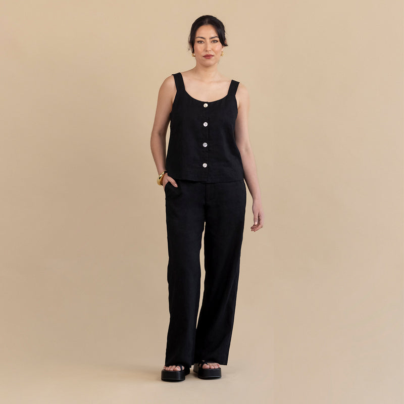 Imogen  Linen Pant- Black