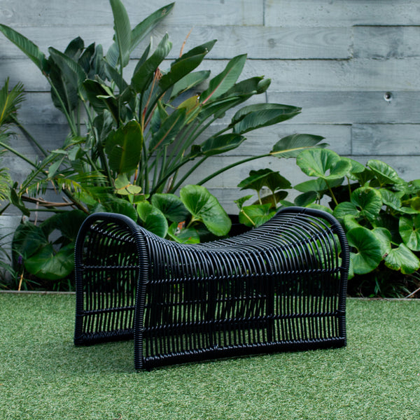 Wave Foot Stool  (Straight Weave) - Black