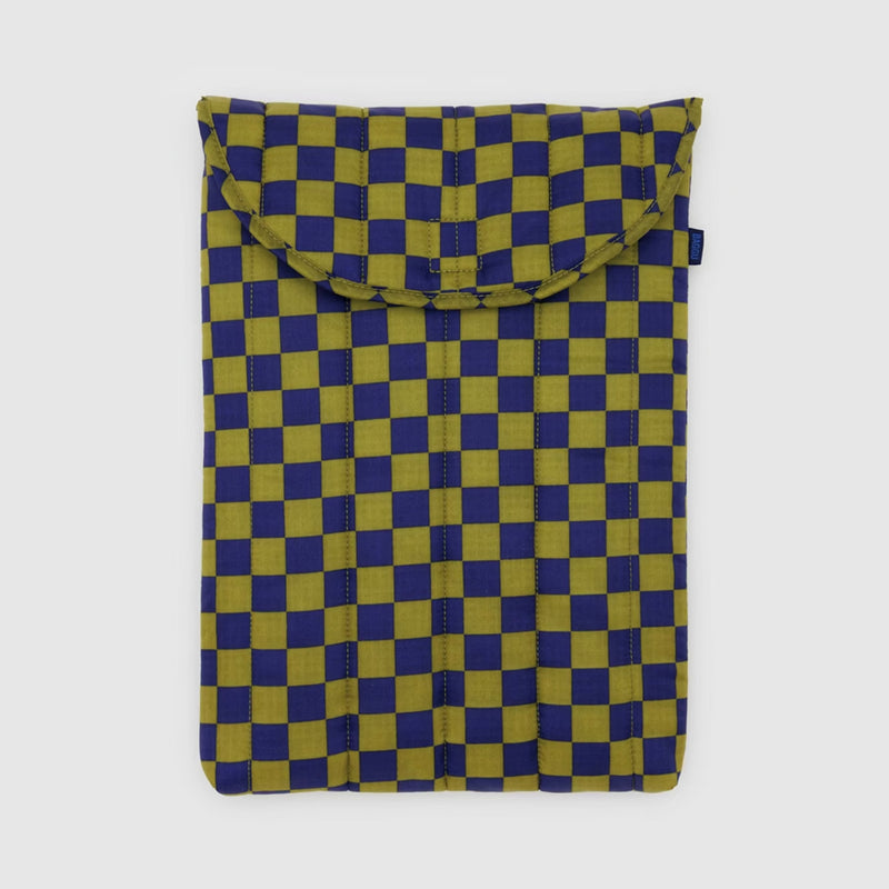 Puffy Laptop Sleeve 16" - Pear Navy Check