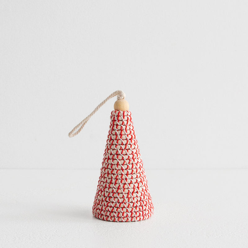 Hanging Fabric Cone Tree - Natural/Red