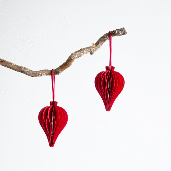 Teardrop Honeycomb Decoration - Red Set of 4