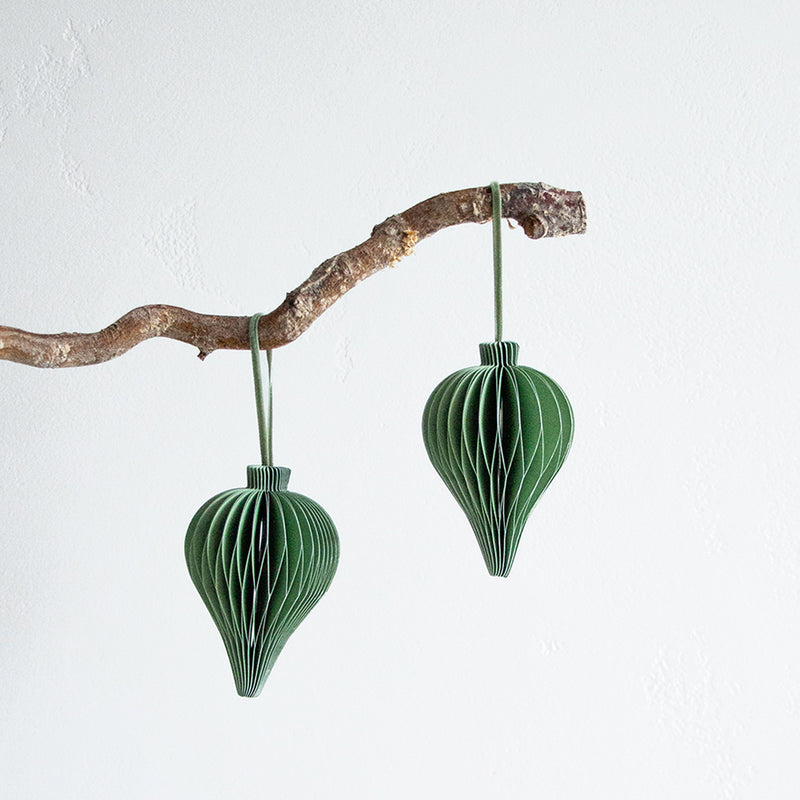 Teardrop Honeycomb Decoration - Sage Green Set of 4