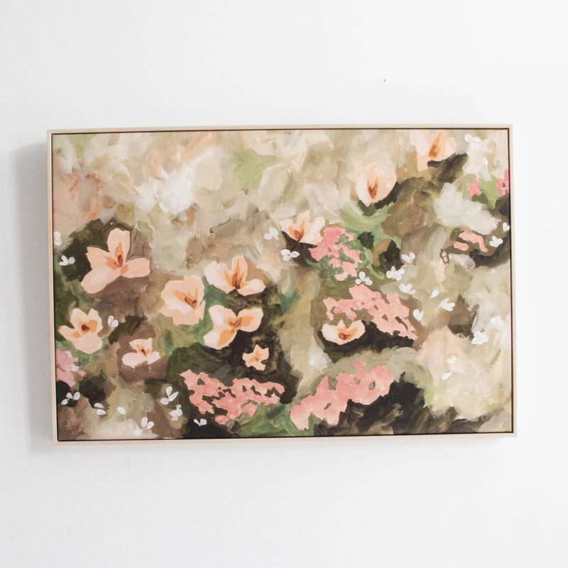 Floral Field Framed Canvas - Blush