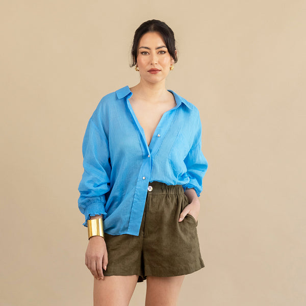 Inga Linen Shirt - Sky