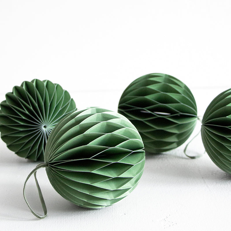 Round Honeycomb Decoration - Sage Green Set of 4