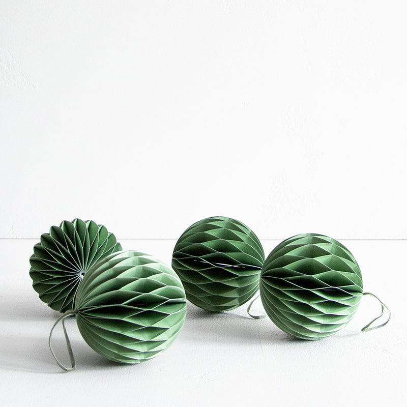 Round Honeycomb Decoration - Sage Green Set of 4