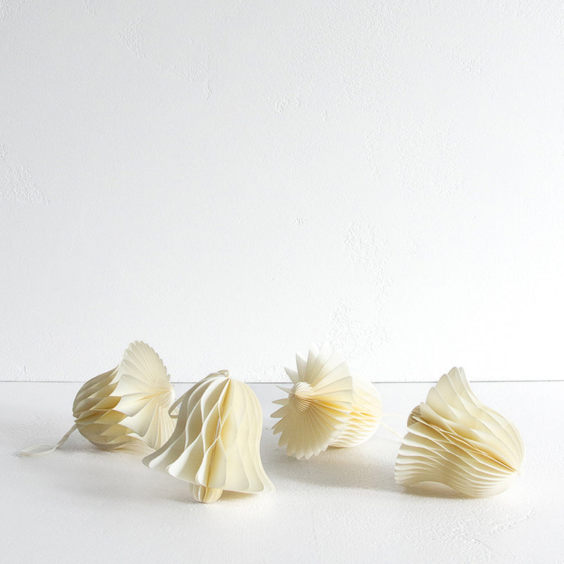 Bell Honeycomb Decoration - Off White Set of 4