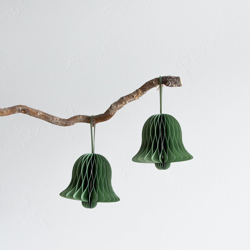 Bell Honeycomb Decoration - Sage Green Set of 4