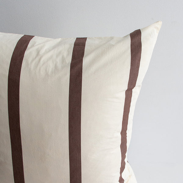 Stonewash Cotton Euro Pillowcase - Cocoa Stripe