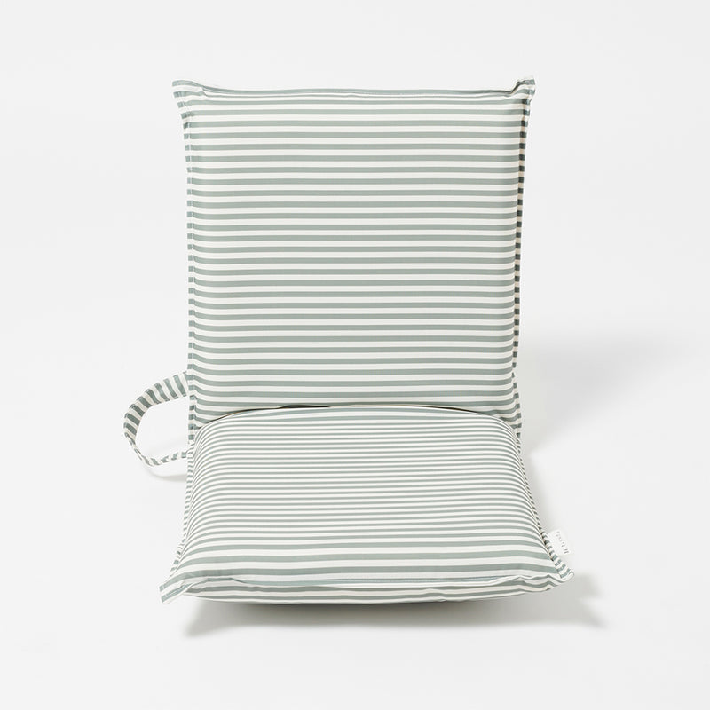 Lean Back Beach Chair - Olive Stripe