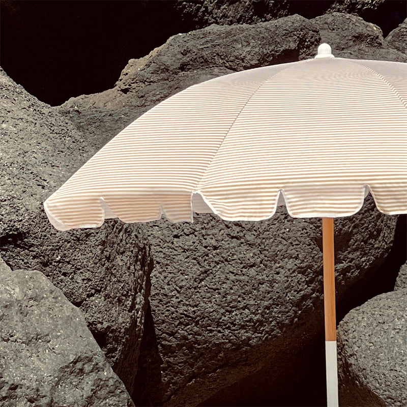 Beach Umbrella - Mustard Stripe