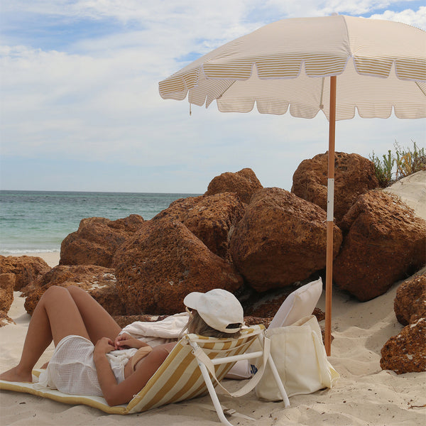 Beach Umbrella - Mustard Stripe