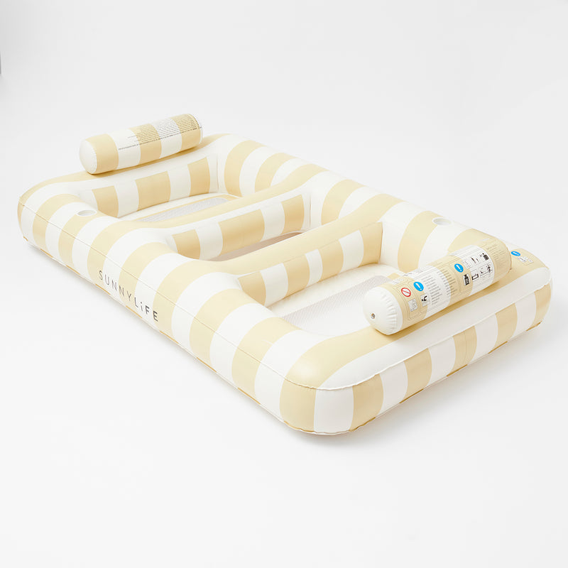 Luxe Rectangle Hammock Float - Soft Mustard Stripe