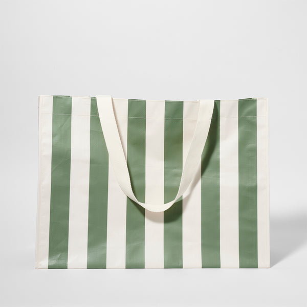 Carryall Beach Bag - Olive Stripe