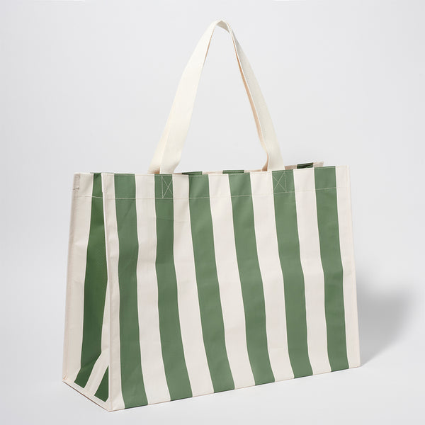 Carryall Beach Bag - Olive Stripe