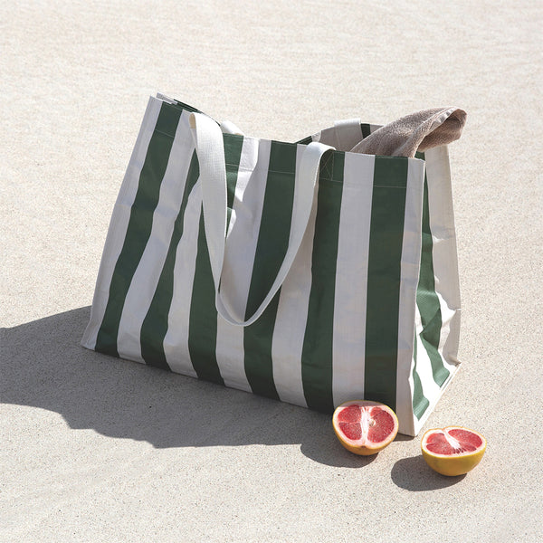 Carryall Beach Bag - Olive Stripe