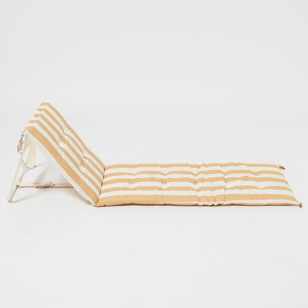 Reclining Beach Chair - Mustard Stripe