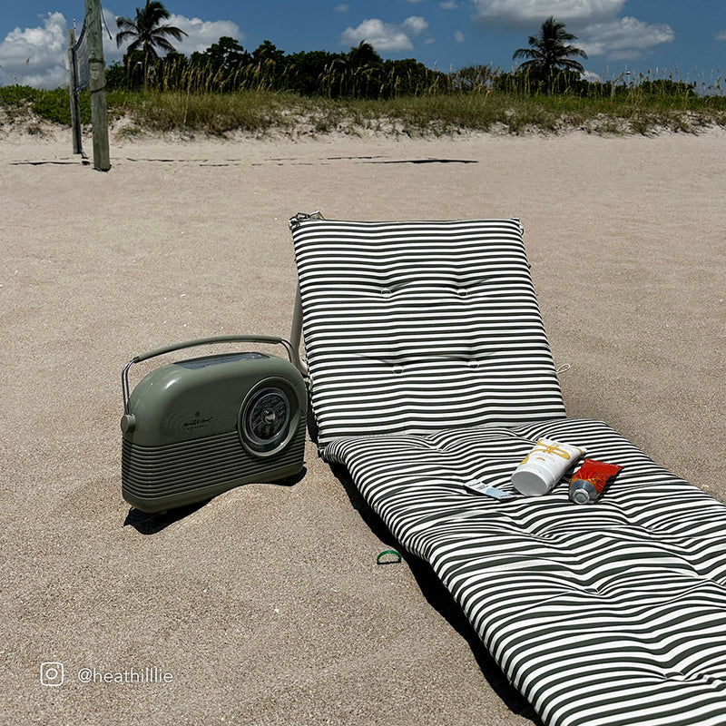 Reclining Beach Lounger - Olive Stripe