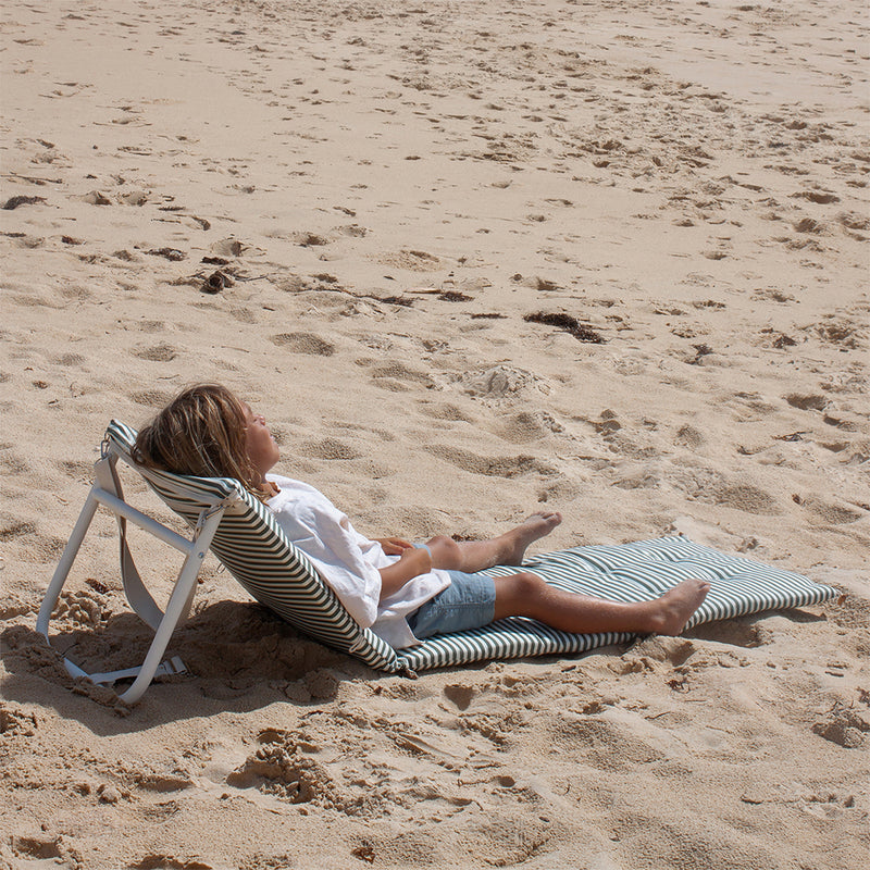 Reclining Beach Lounger - Olive Stripe