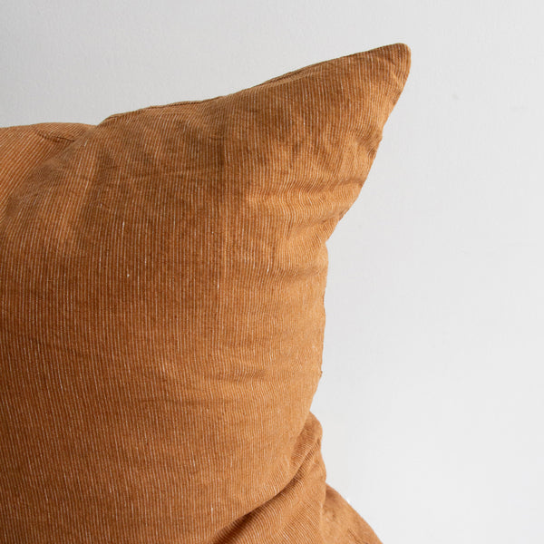 Linen Euro Pillowcase - Toffee Pinstripe