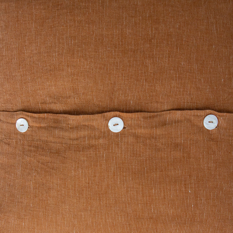 European Linen Euro Pillowcase - Toffee Pinstripe