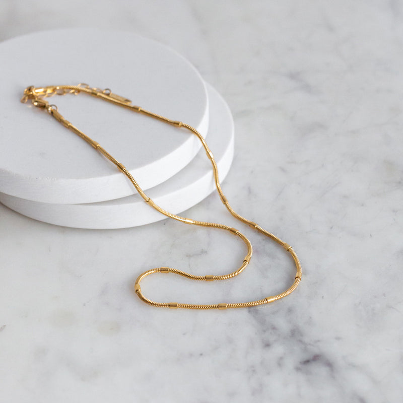 Tube Bead Necklace - Gold