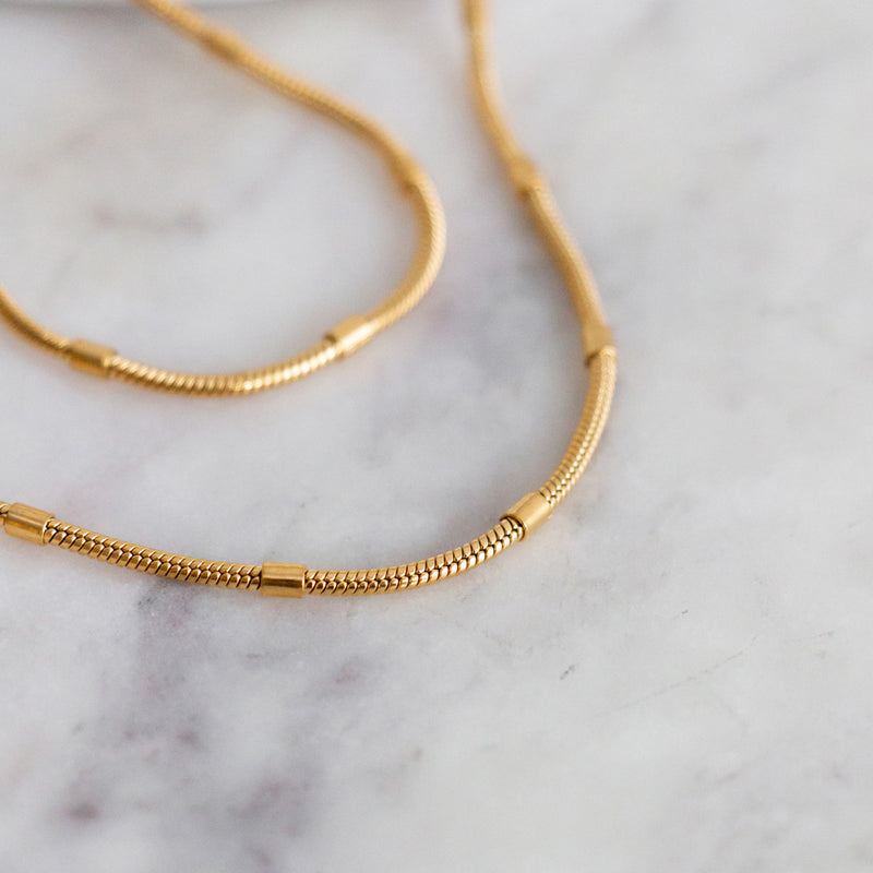 Tube Bead Necklace - Gold