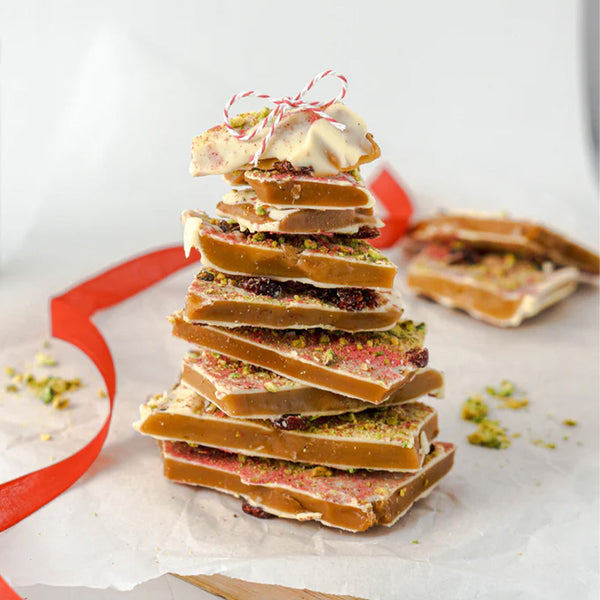 Christmas Toffee - White Chocolate, Pistachio and Cranberry