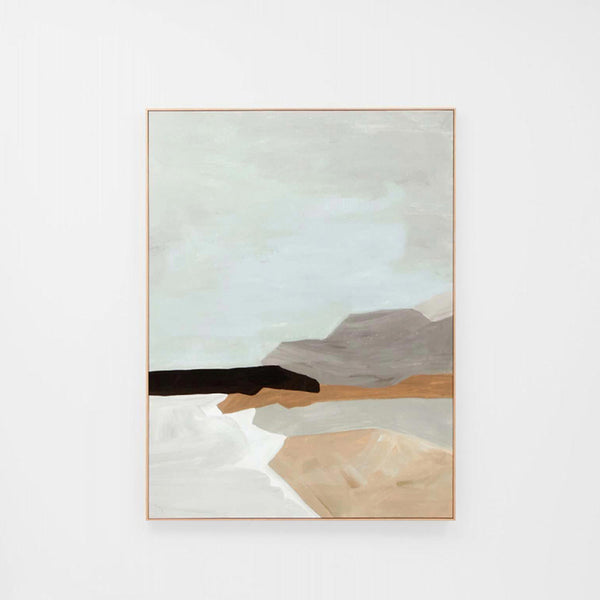 Tranquil Coastline Framed Canvas - Grey